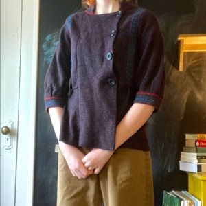 Free People Purple Knit Blazer Top